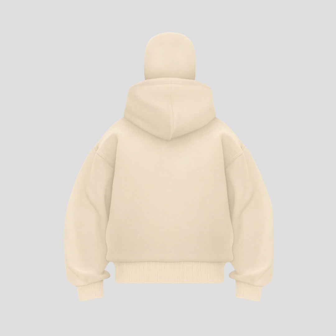 Balaclava Ninja Beige Zipper Hoodie