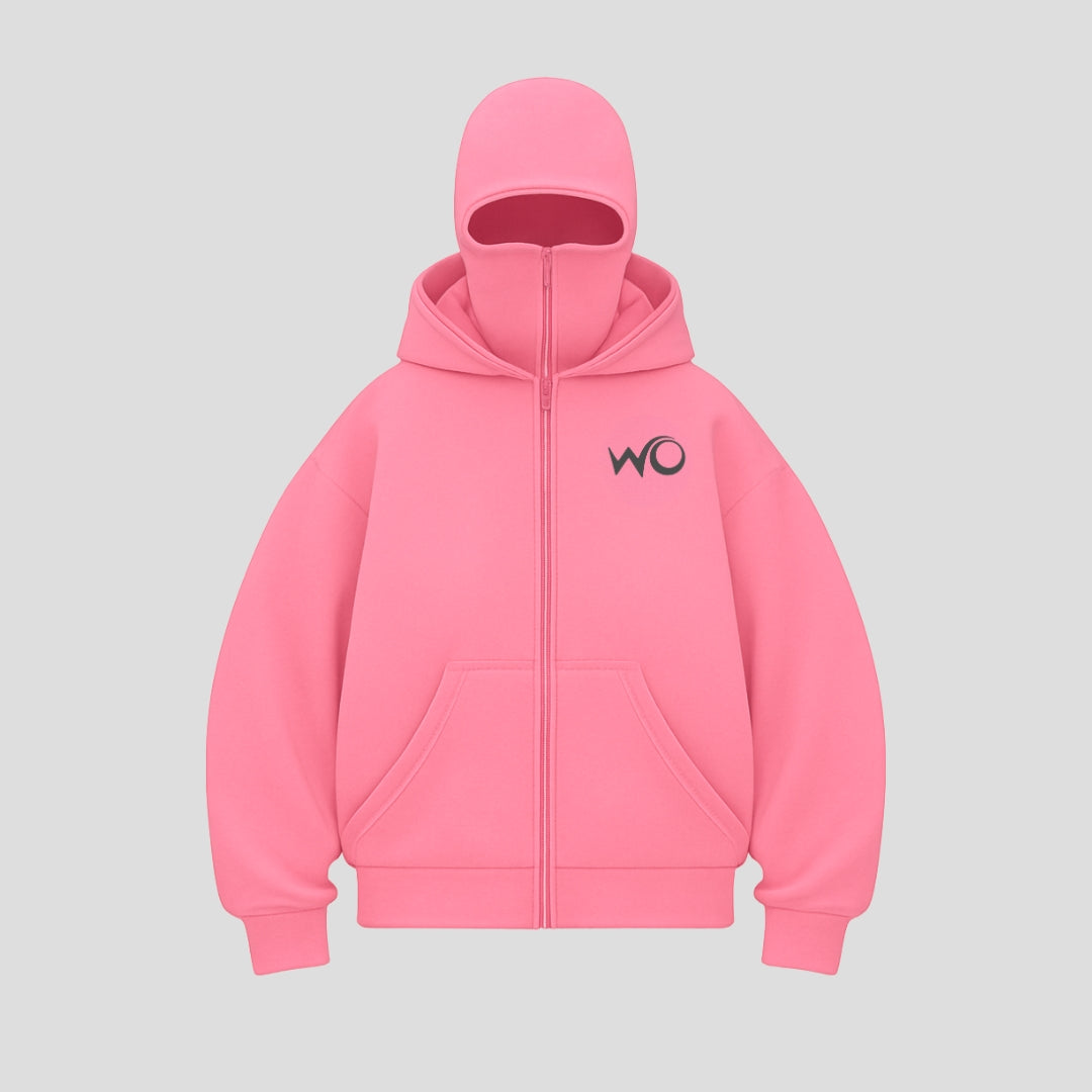 Balaclava Ninja Pink Zipper Hoodie