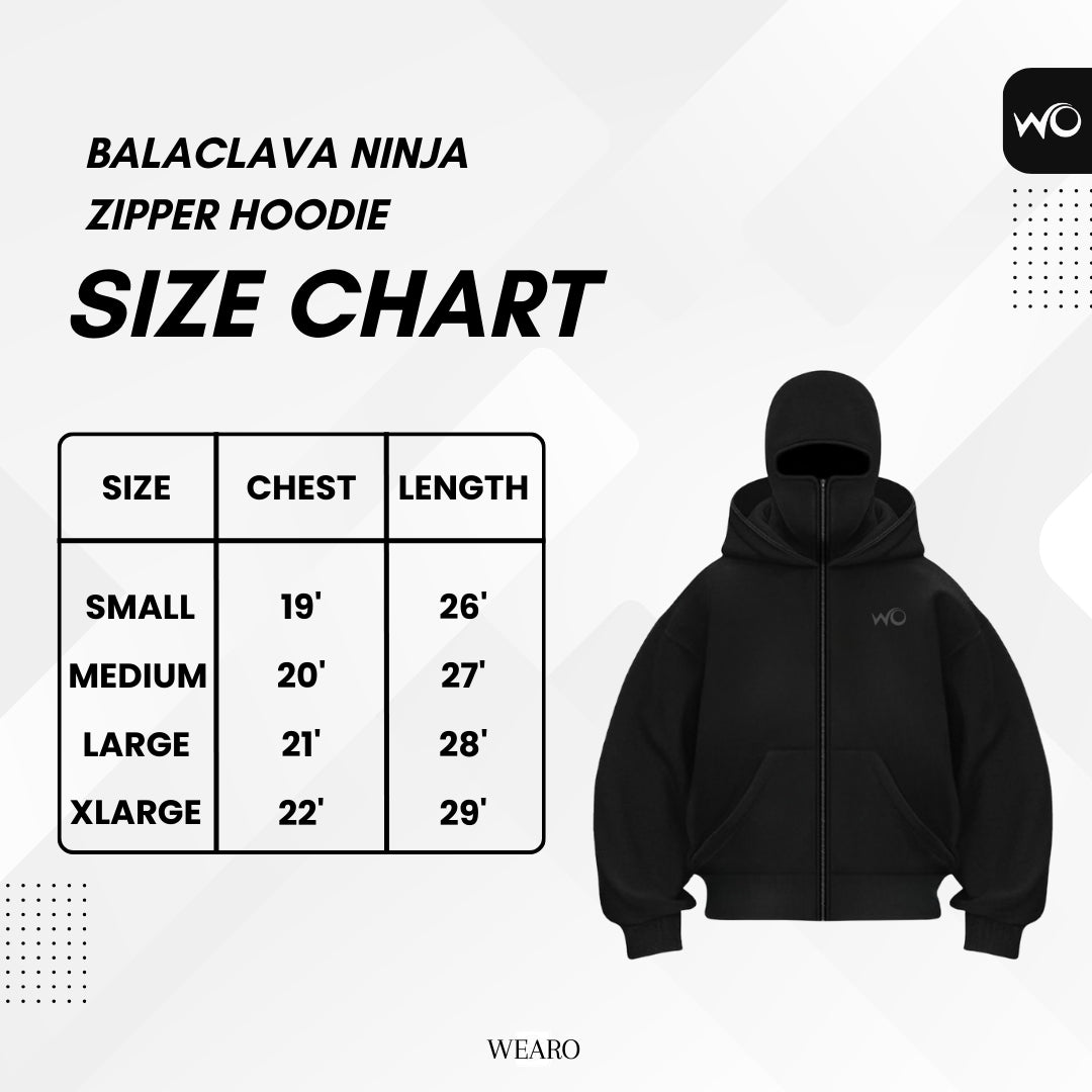 Balaclava Ninja Black Zipper Hoodie