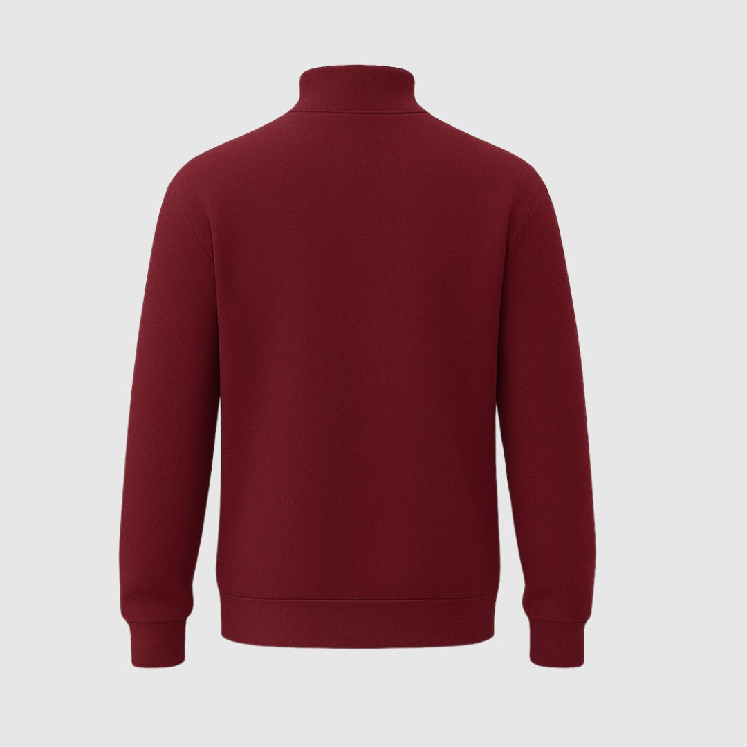 Quarter Zip Sweatshirt Black Red Wine