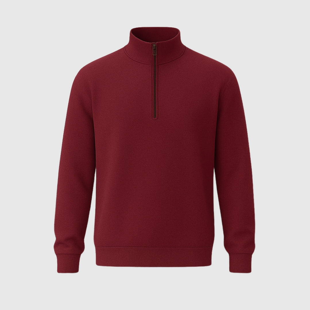 Quarter Zip Sweatshirt Black Red Wine