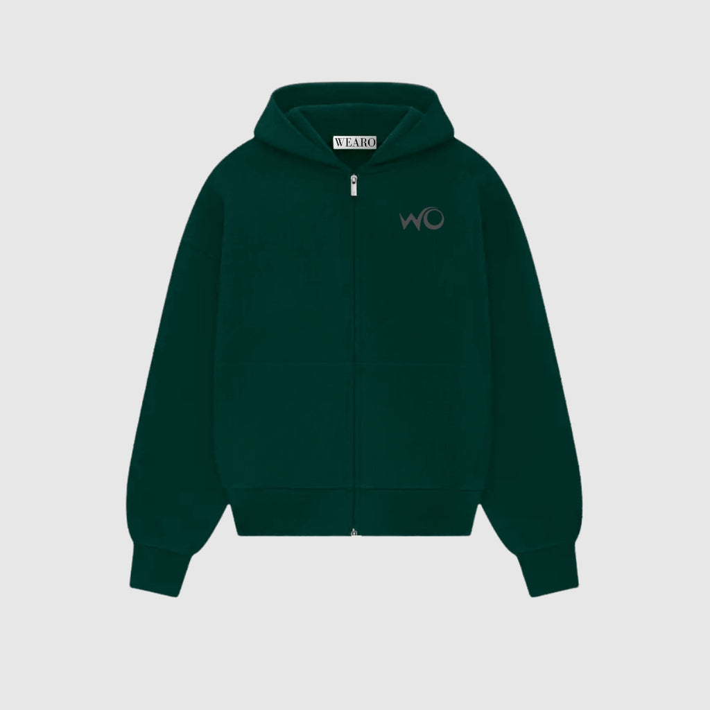 Dark Pine Green Zipper Hoodie