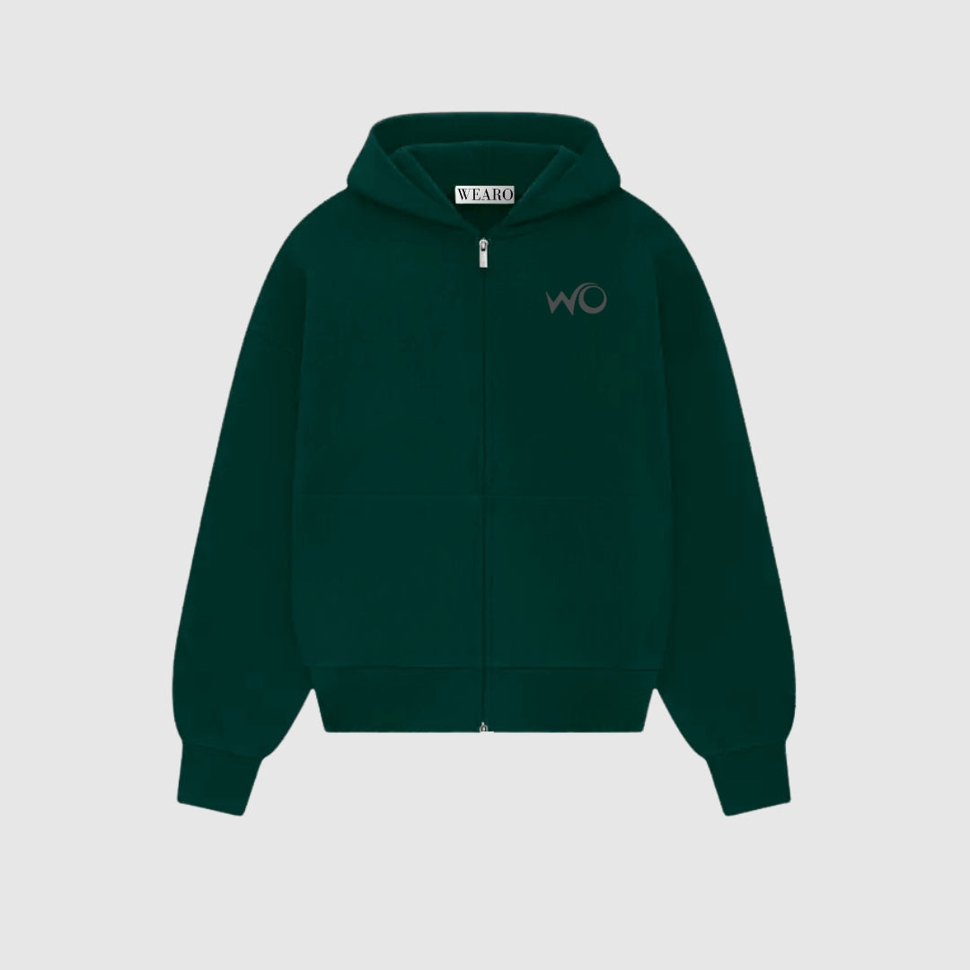 Dark Pine Green Zipper Hoodie