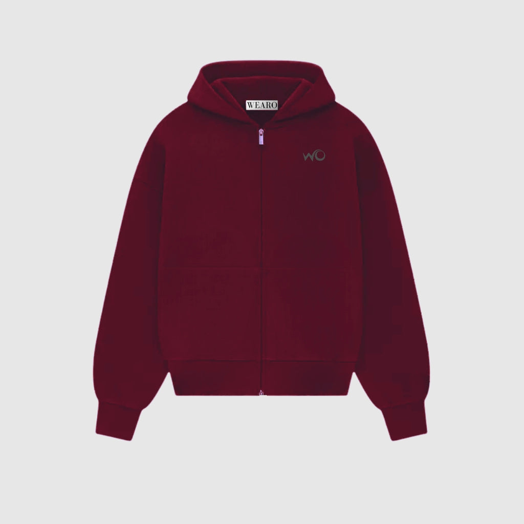 Red Wine Zipper Hoodie