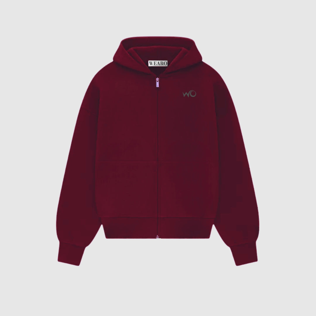 Red Wine Zipper Hoodie